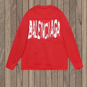 Balenciaga Women's Round Neck Red Sweater